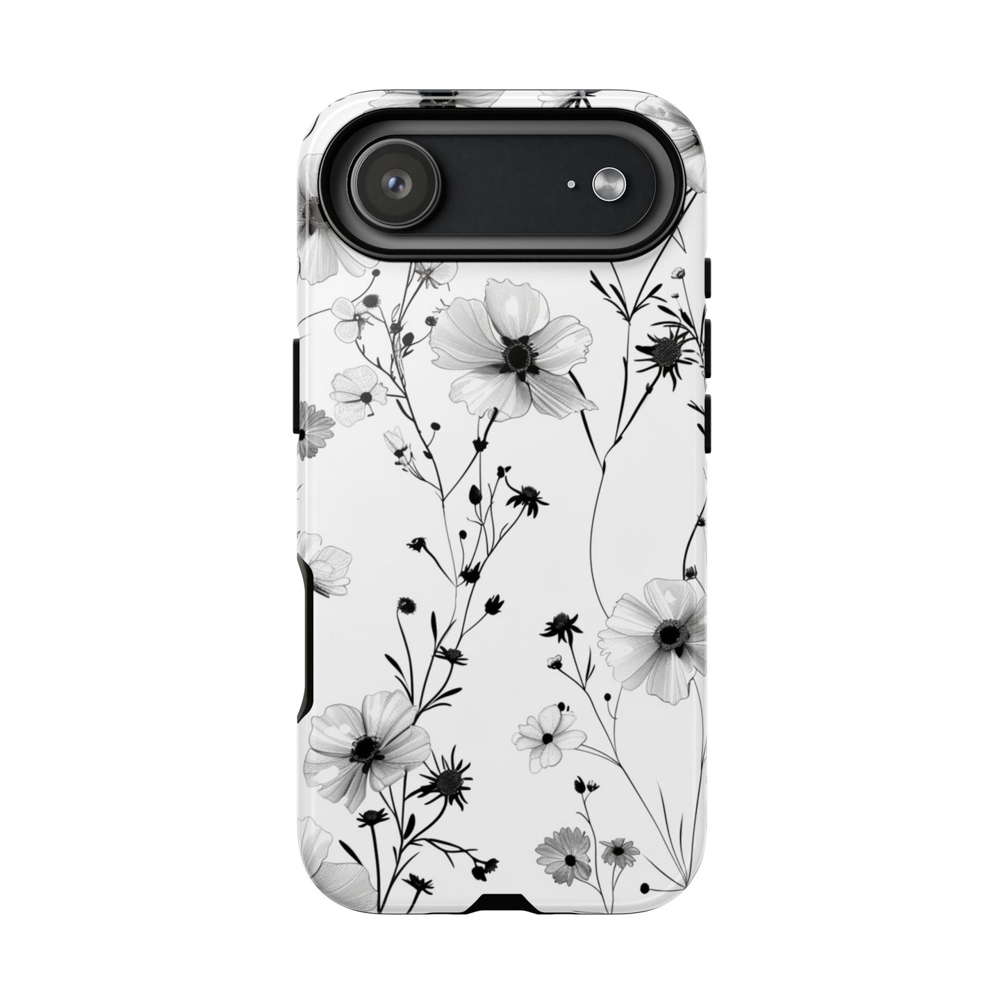 Floral Phone Case - Black & White Nature Art
