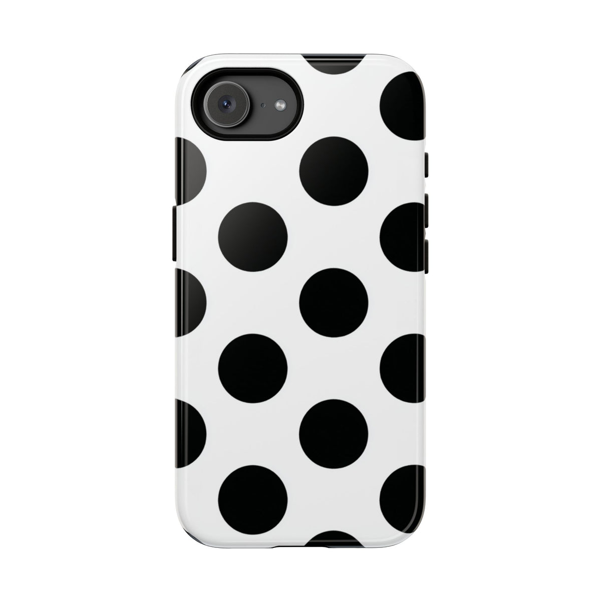 Étui de téléphone blanc à pois noirs — Coque de protection résistante pour iPhone, Samsung Galaxy et Google Pixel