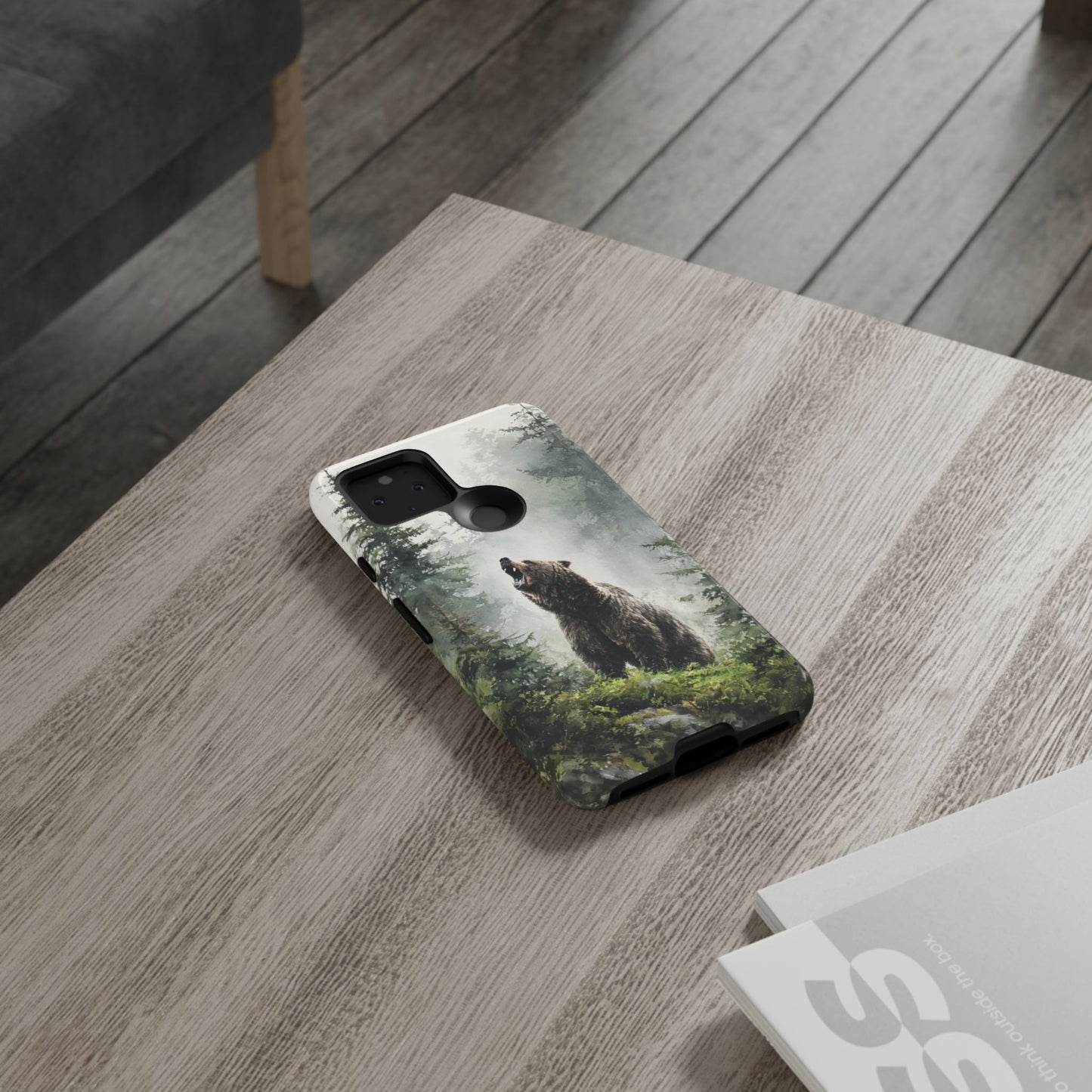 Funda resistente con diseño de oso del bosque - Wilderness Wildlife Misty Woods - Funda protectora para iPhone, Samsung Galaxy y Google Pixel