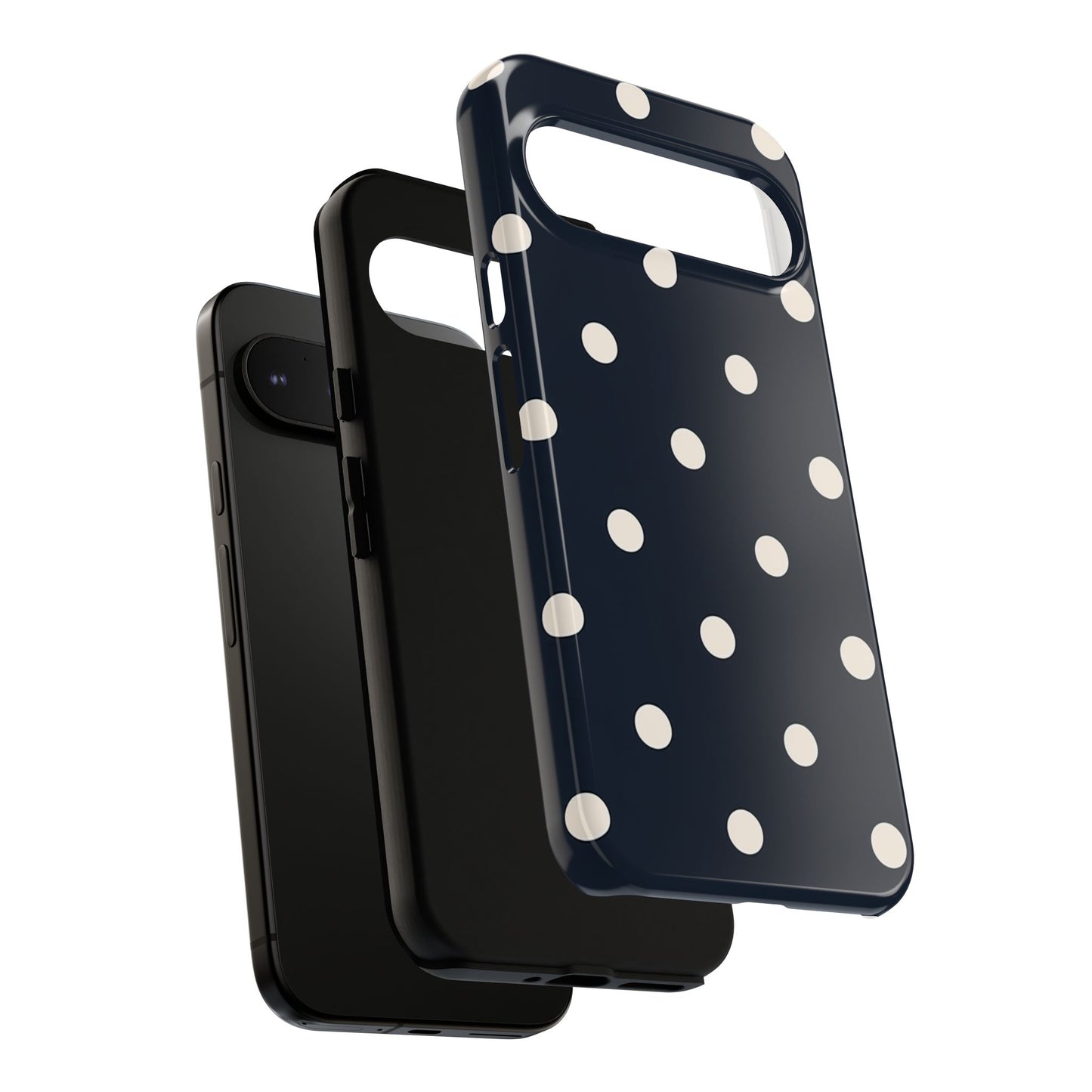 Navy Polka Dot Tough Phone Case - Retro Vintage Pattern Cover for iPhone, Samsung Galaxy & Google Pixel