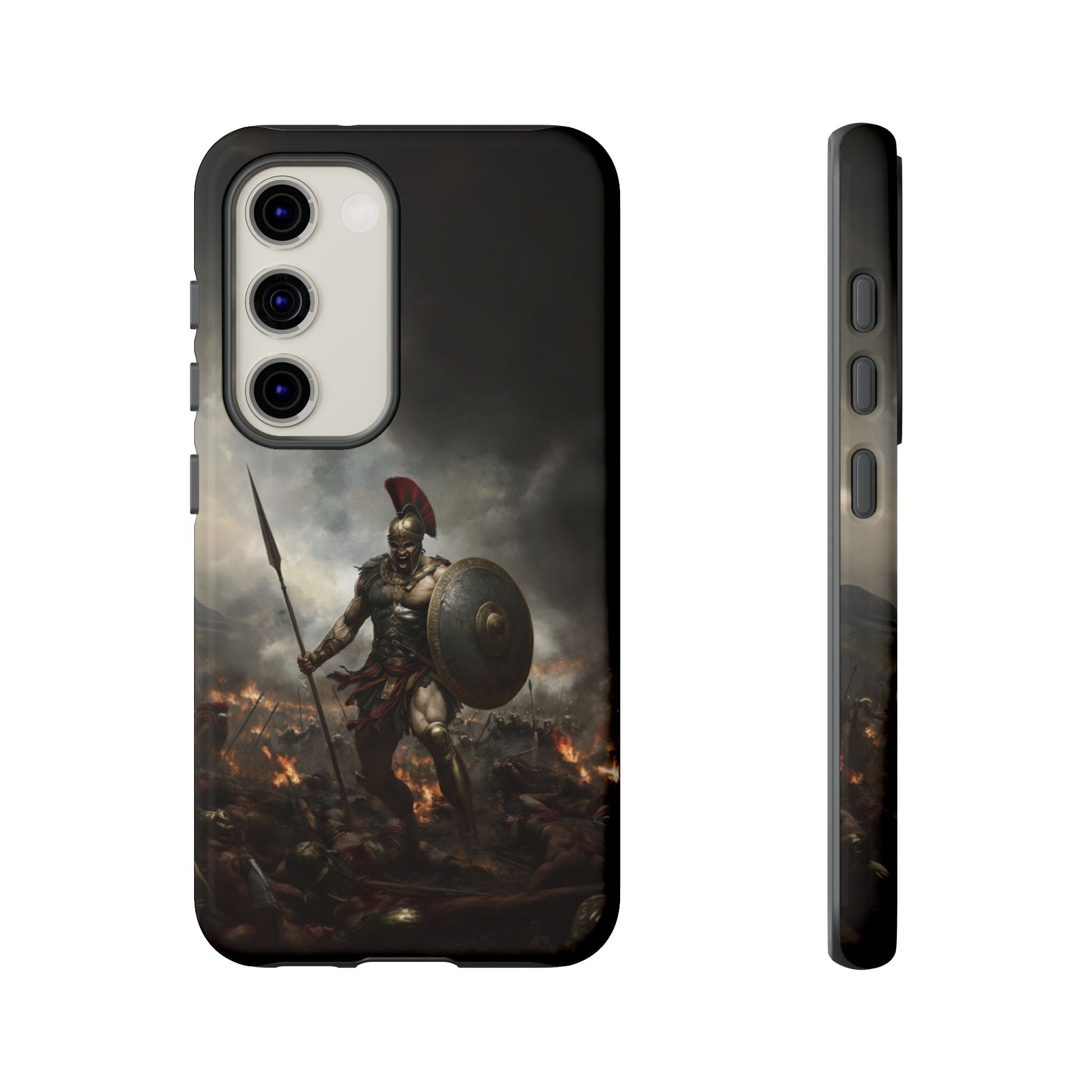 Spartan Warrior Phone Protection - Epic Battle Design with Wireless Charging
