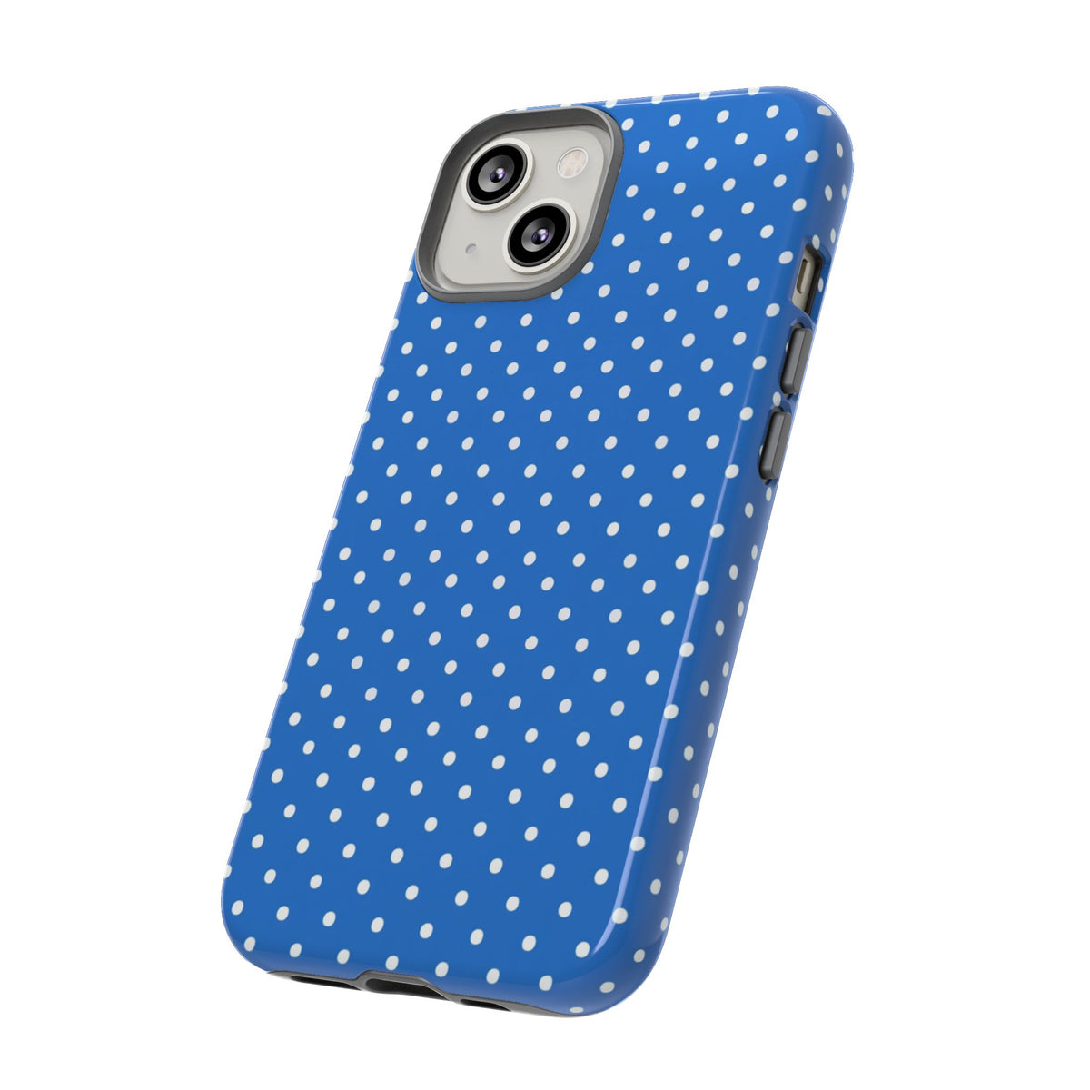 Coque de téléphone résistante à pois bleus — Étui de protection fin pour iPhone, Samsung Galaxy et Google Pixel