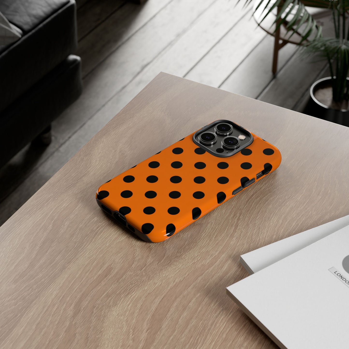 Orange Polka Dot Tough Phone Case - Dual-Layer Protection for All Phones