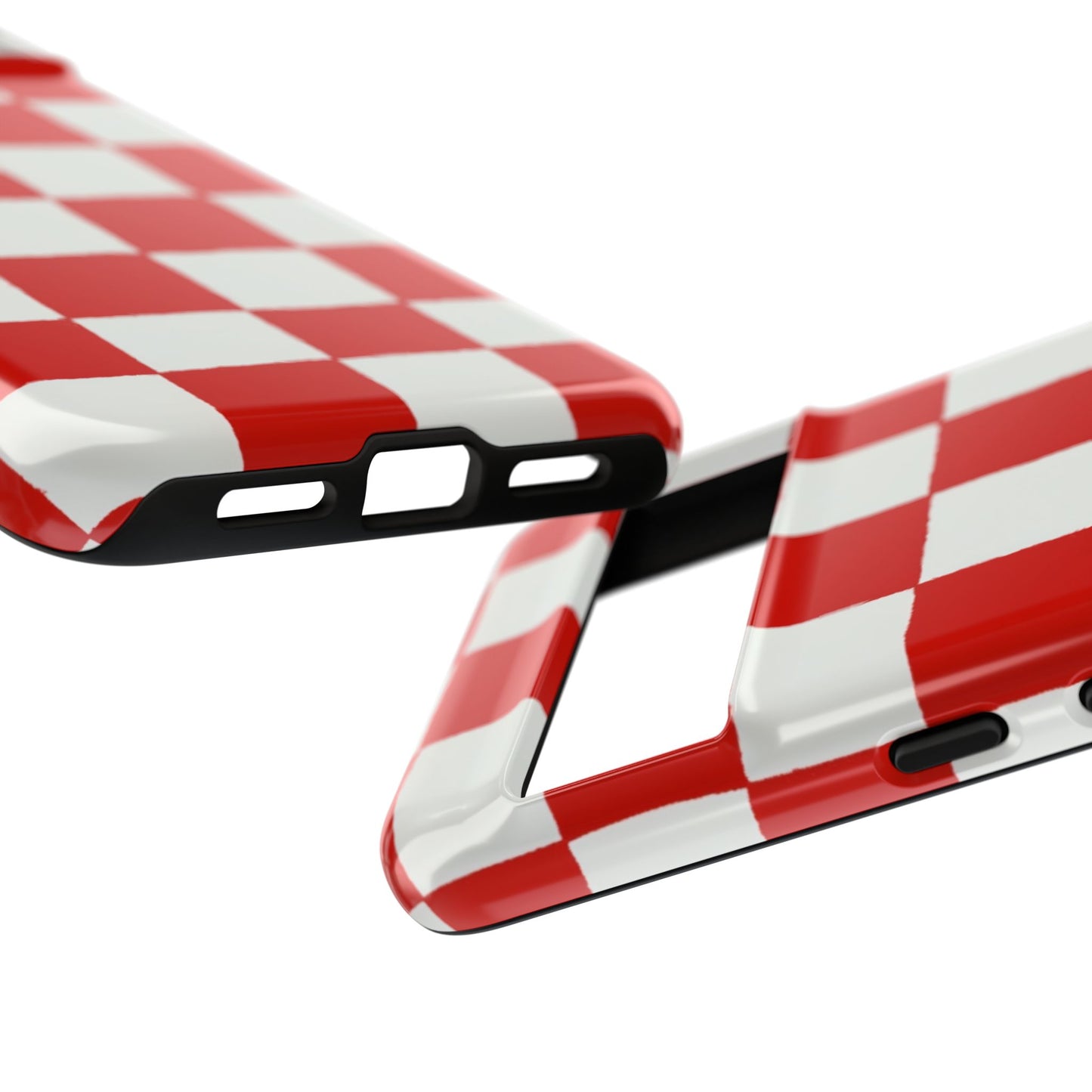 Rot karierte robuste Handyhülle - Retro-Gittermuster-Cover für iPhone, Samsung Galaxy & Google Pixel
