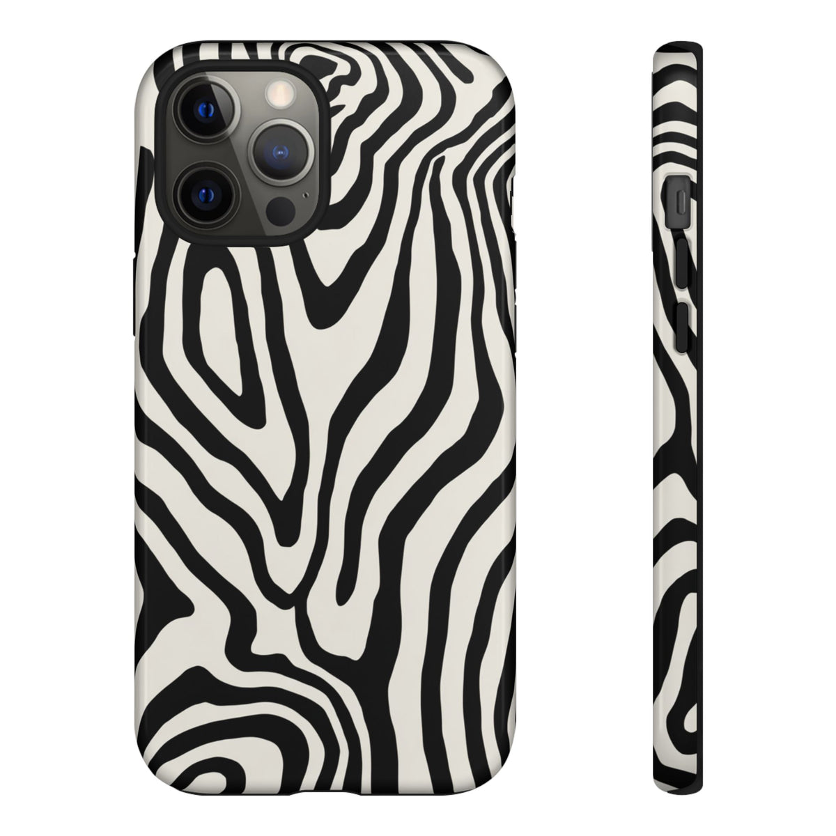 Zebra Swirl Robuste Handyhülle - Schwarz-weißes Animal-Print-Design für iPhone, Samsung Galaxy & Google Pixel