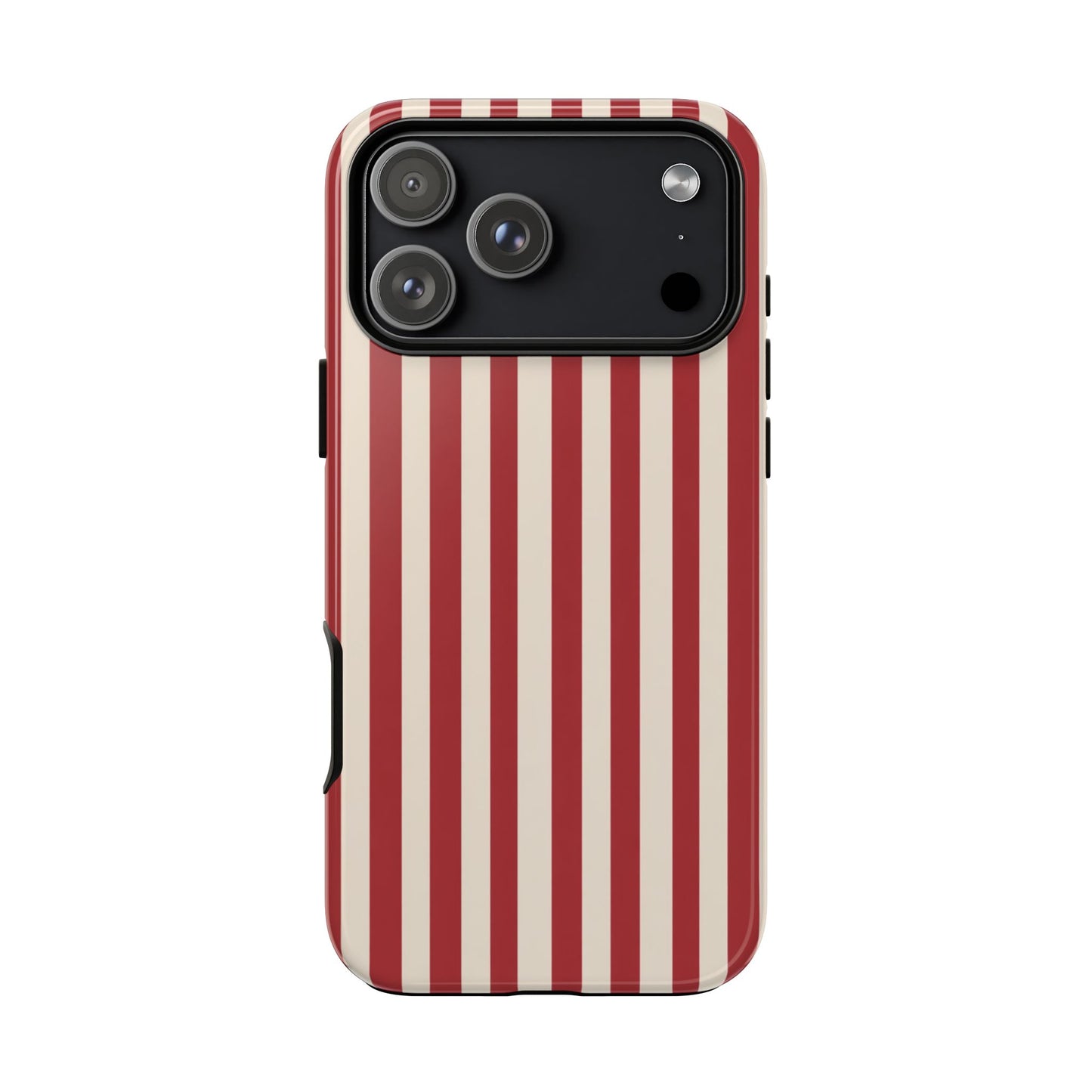 Robustes rot-cremefarbenes gestreiftes Handyhülle – Retro-Vertikalmuster-Cover für iPhone, Samsung Galaxy & Google Pixel