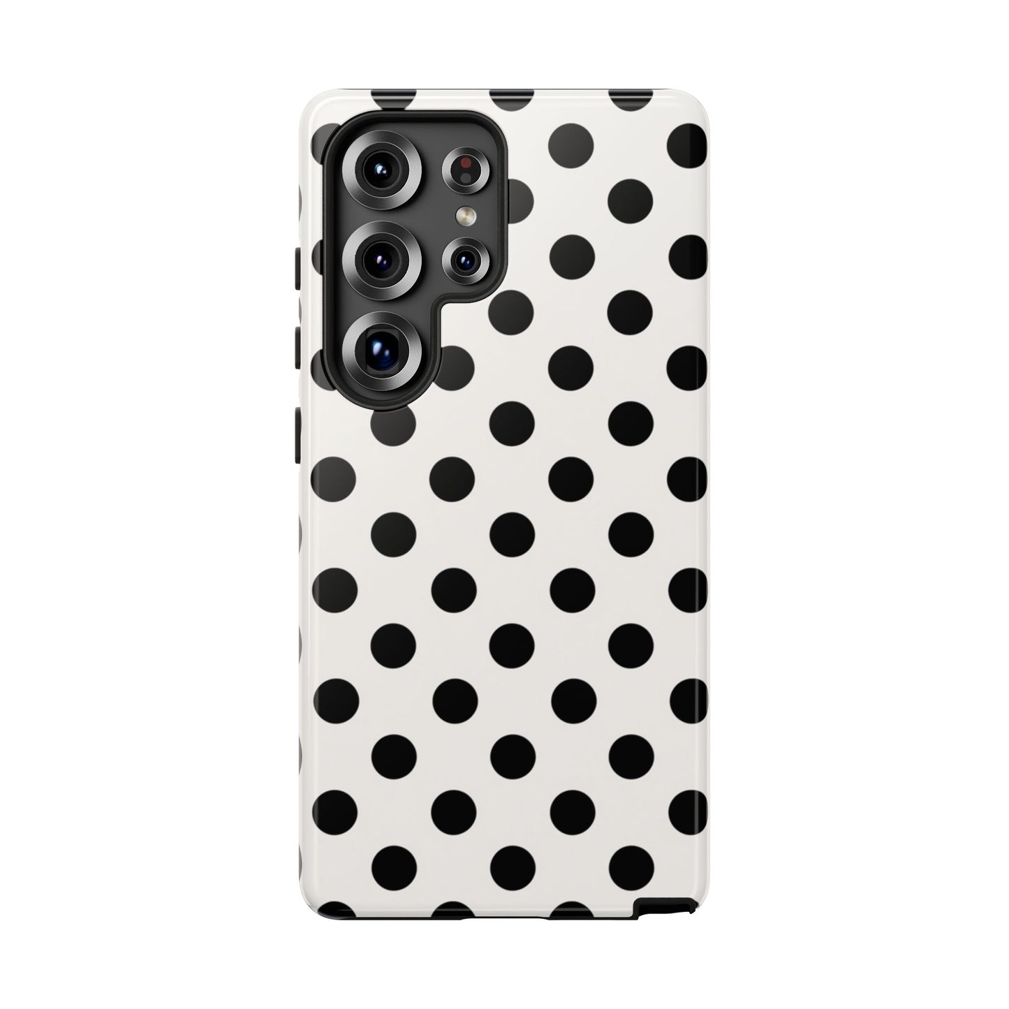 Vintage 50er Jahre Polka Dot Robuste Handyhülle - Schwarz-weißes Retro-Muster-Cover für iPhone, Samsung Galaxy & Google Pixel