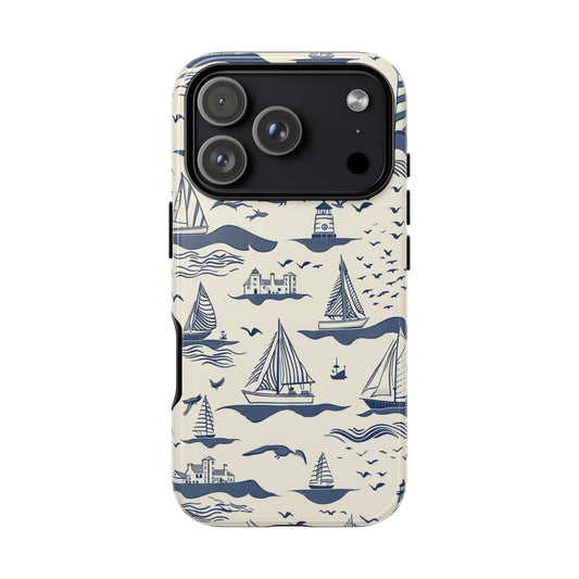 Ocean-inspired tough phone case - Charming maritime pattern with full-wrap artwork and impact resistance
