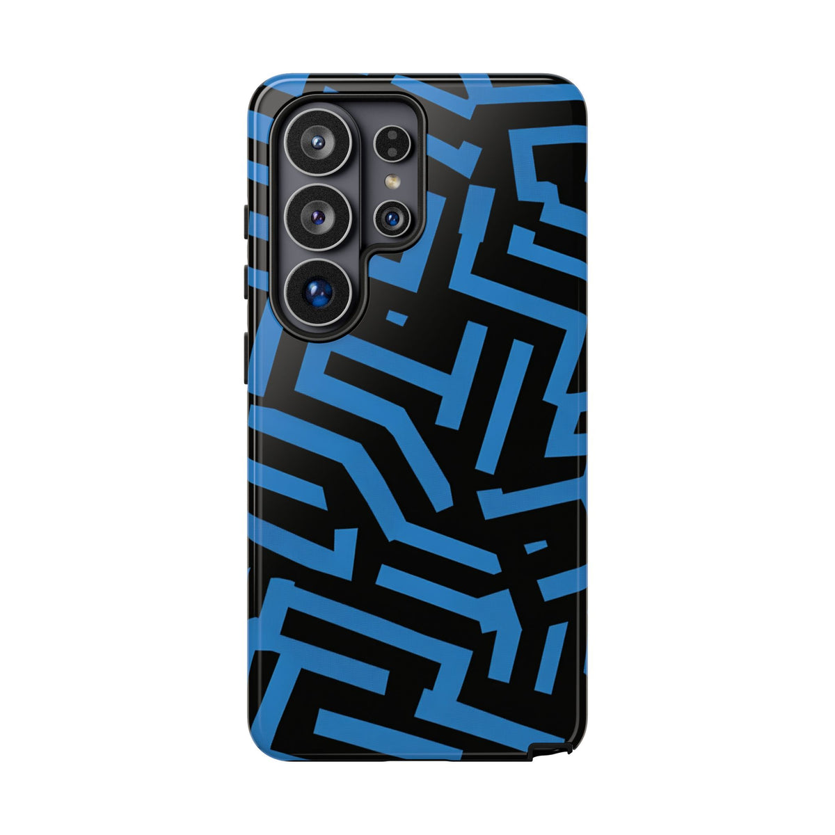 Blue Maze Tough Phone Case - Geometric Cobalt Pattern Protective Cover for iPhone, Samsung Galaxy & Google Pixel