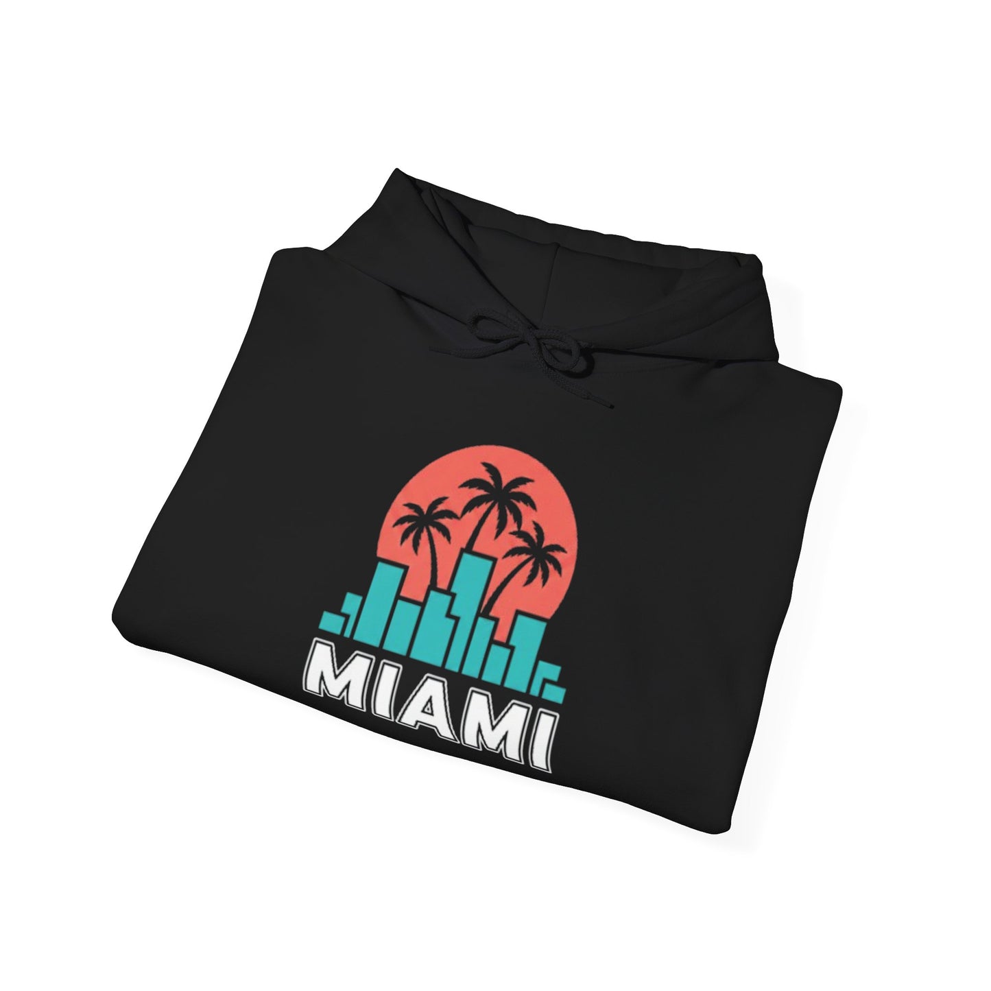 Miami Sunset Hoodie – Palm Tree & City Skyline Graphic Pullover