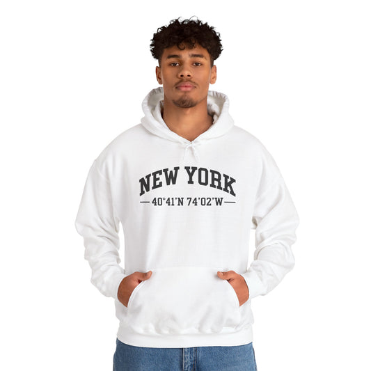 New York Coordinates Hoodie – City Graphic Sweatshirt