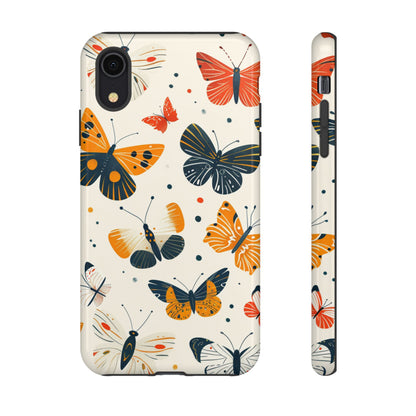 Whimsical insect phone case featuring colorful flying butterflies
