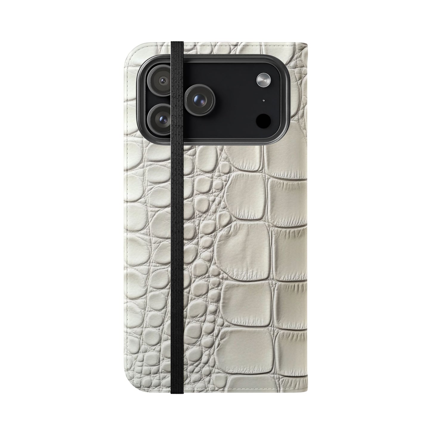 Luxury White Albino Alligator Wallet Phone Case - Cruelty-Free Vegan Leather with Croc Texture
