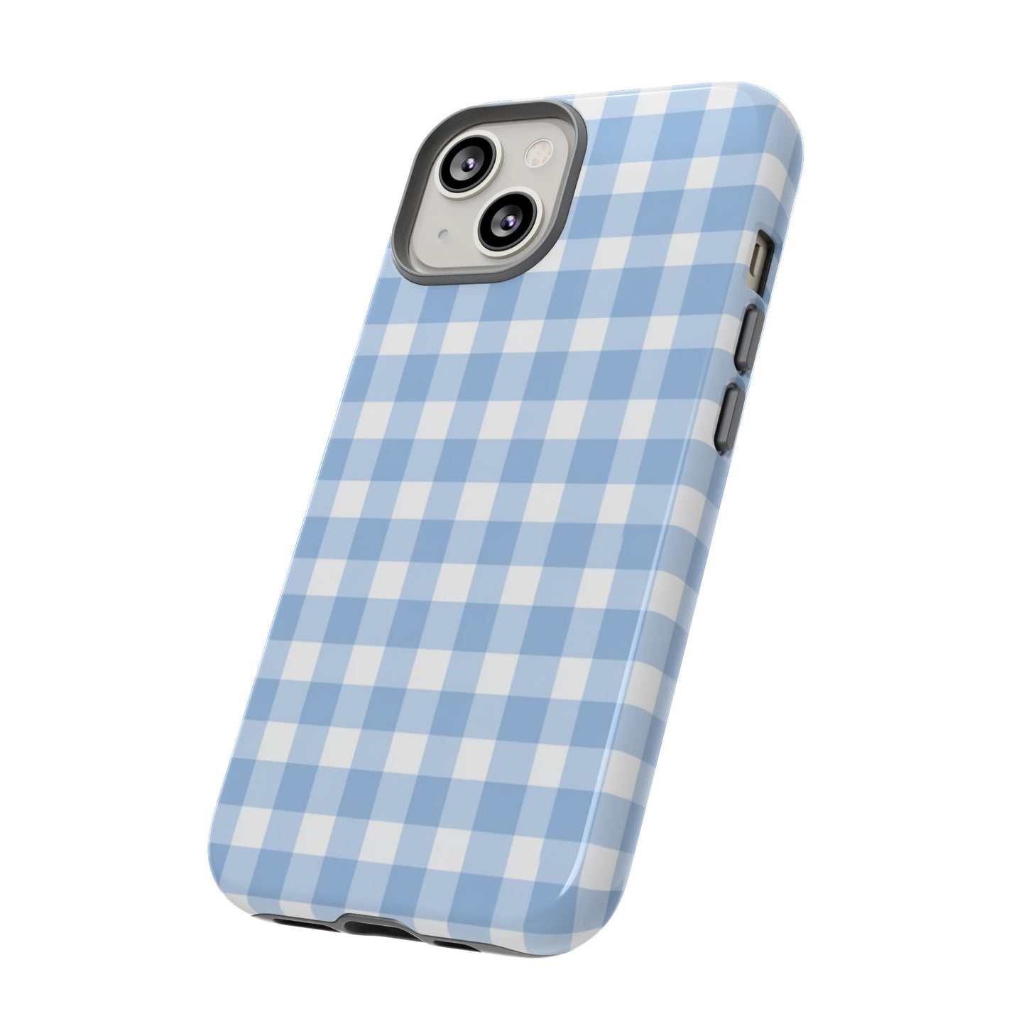 Robuste Handyhülle aus blauem Gingham-Stoff – Kariertes Muster für iPhone, Samsung Galaxy & Google Pixel