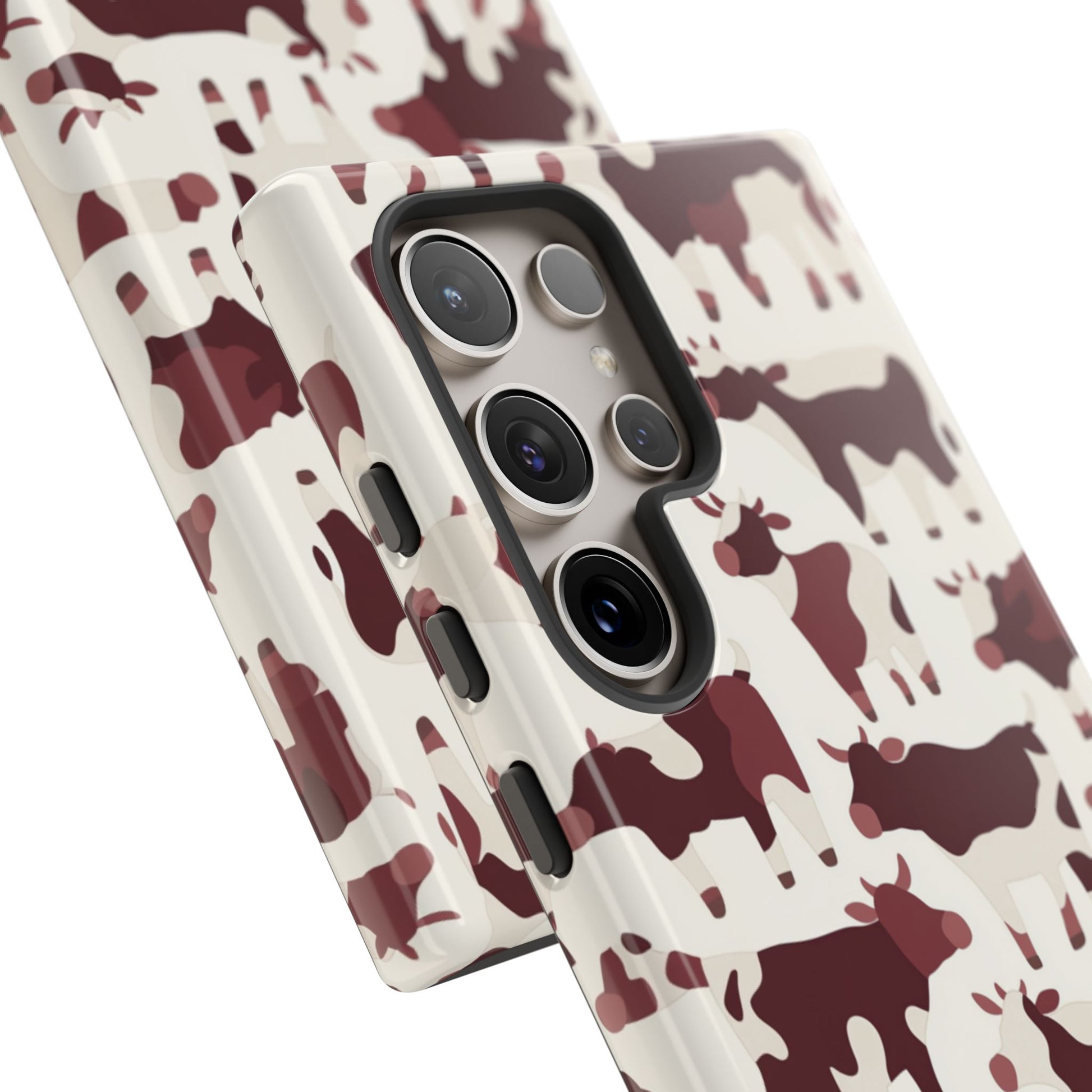 Burgundy cream cow phone case - UV-resistant print on protective polycarbonate shell
