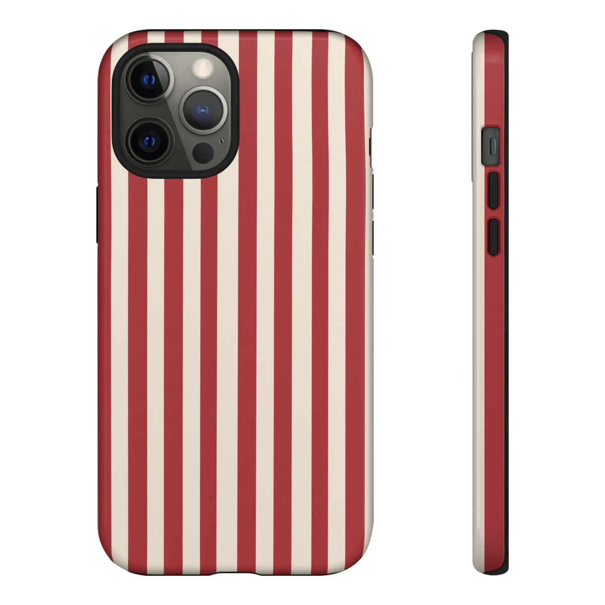 Striped Red & Cream Tough Phone Case - Retro Vertical Pattern Cover for iPhone, Samsung Galaxy & Google Pixel