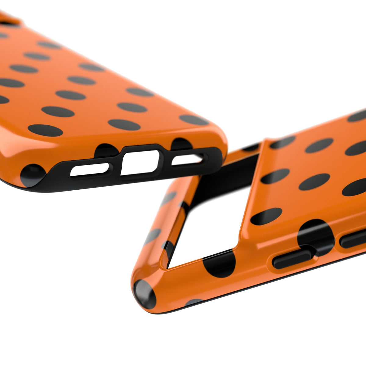 Coque de téléphone résistante à pois orange - Protection double couche pour tous les téléphones