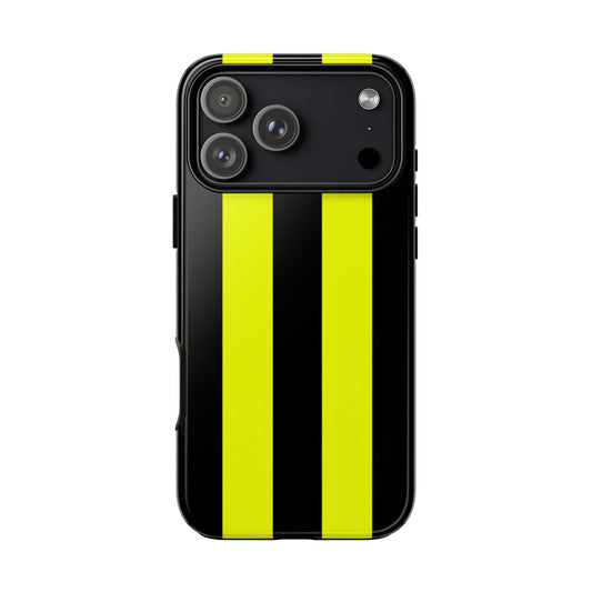 Yellow Black Racing Stripes Tough Phone Case - Motorsport Race Car Pattern Cover for iPhone, Samsung Galaxy & Google Pixel