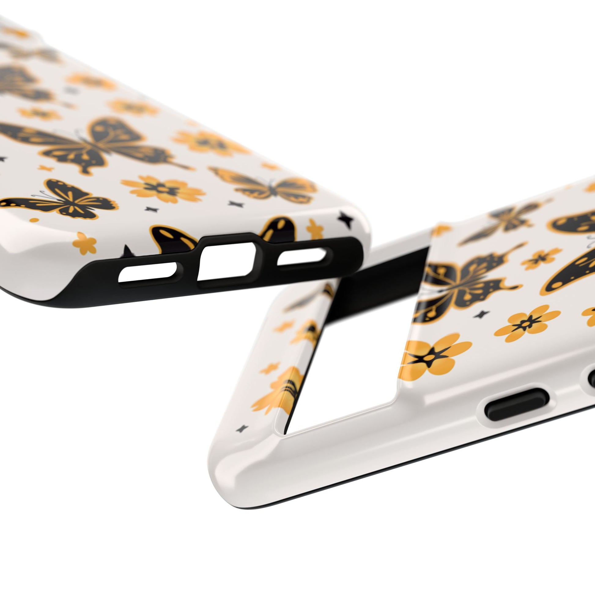 Garden-themed phone case with butterflies and flowers - Premium quality protective cover with matte or glossy finish
