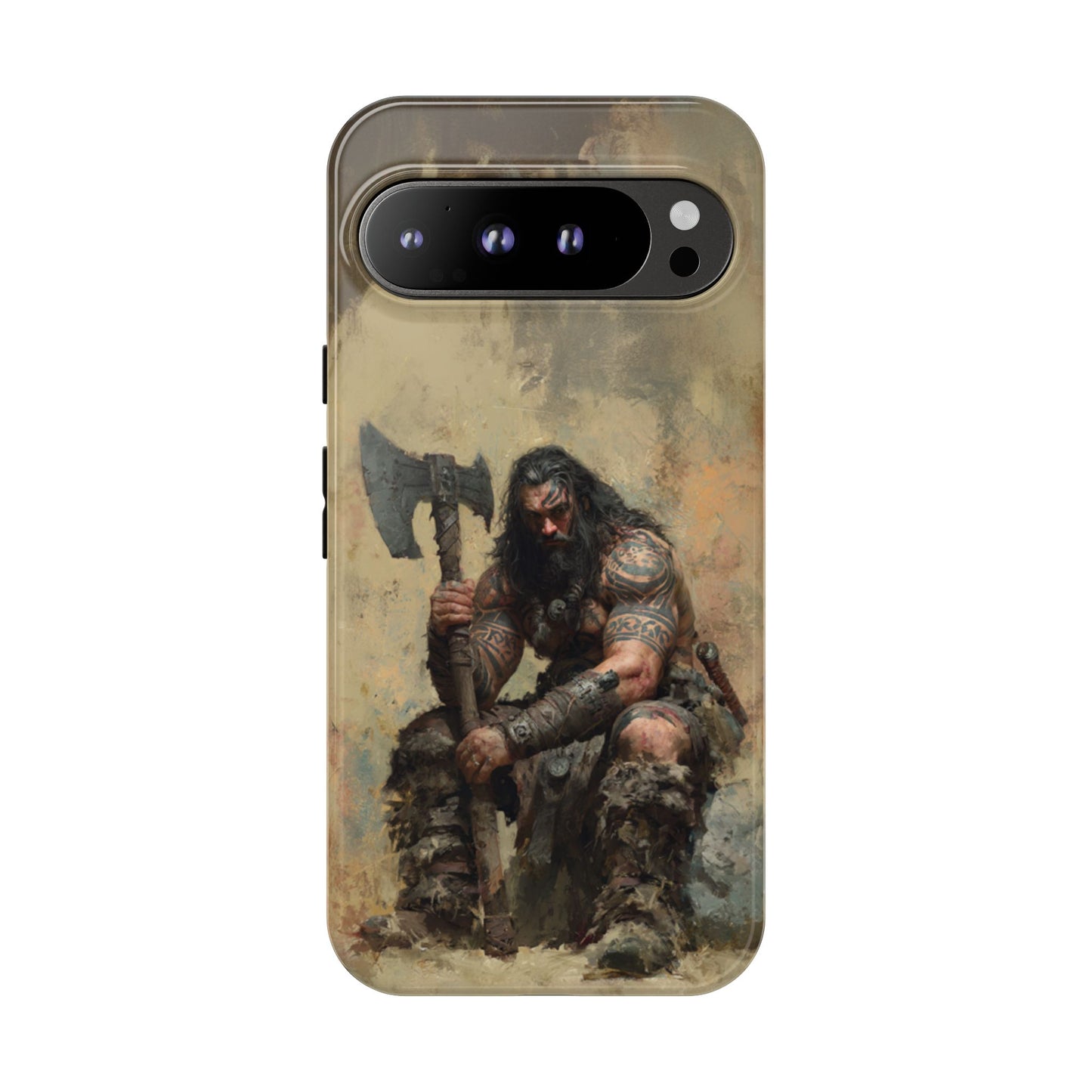 Wikinger Axt Krieger Handyhülle – Robuste nordische Fantasy Schlacht-abgenutzte Dual-Layer Schutzhülle für iPhone, Samsung Galaxy & Google Pixel