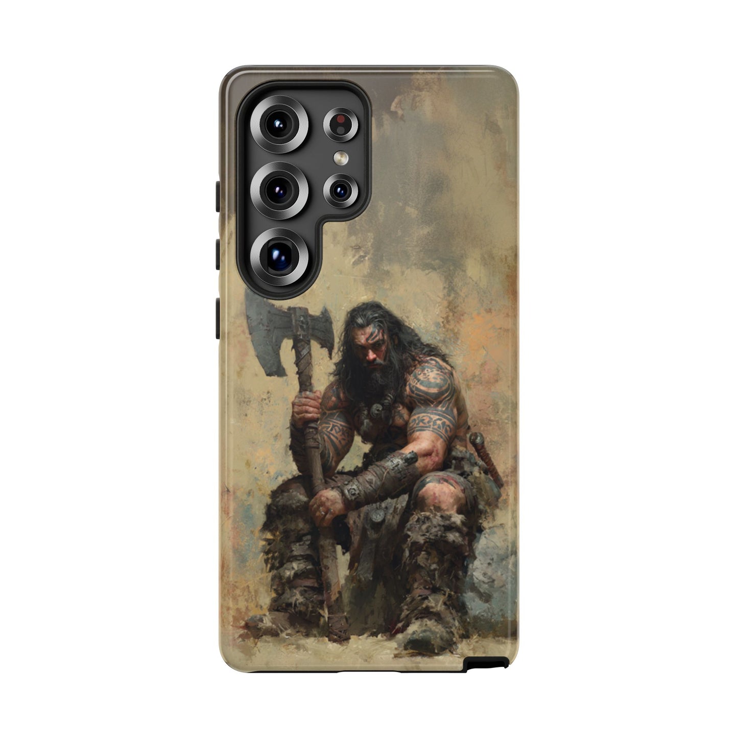 Wikinger Axt Krieger Handyhülle – Robuste nordische Fantasy Schlacht-abgenutzte Dual-Layer Schutzhülle für iPhone, Samsung Galaxy & Google Pixel