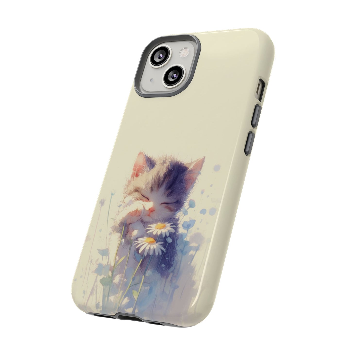 Niedliche Kätzchen Robuste Handyhülle - Aquarell Gänseblümchen Blumen Garten Schutzhülle für iPhone, Samsung Galaxy & Google Pixel