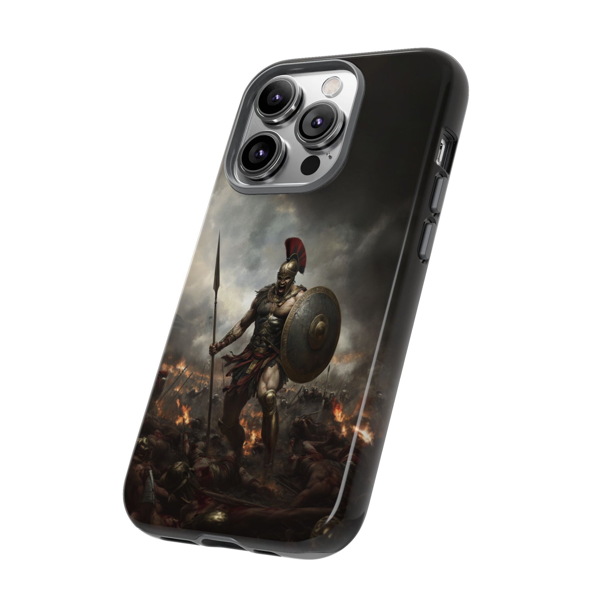 Tough Phone Case - Spartan Warrior Battle Scene with Bronze Armor
