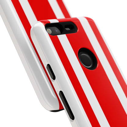 Bold red and white racing stripe pattern phone case with motorsport-inspired design for all phone models

