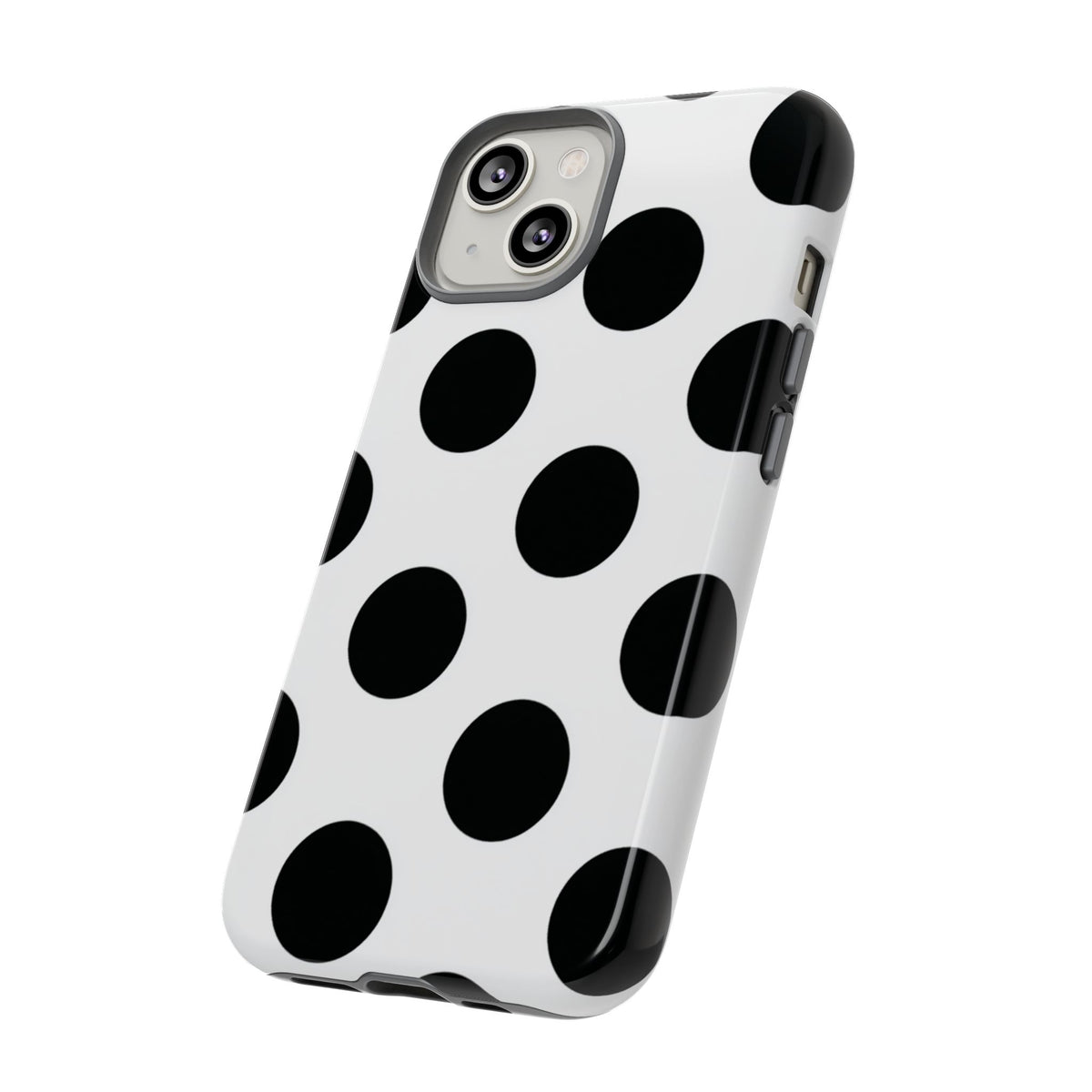 Étui de téléphone blanc à pois noirs — Coque de protection résistante pour iPhone, Samsung Galaxy et Google Pixel