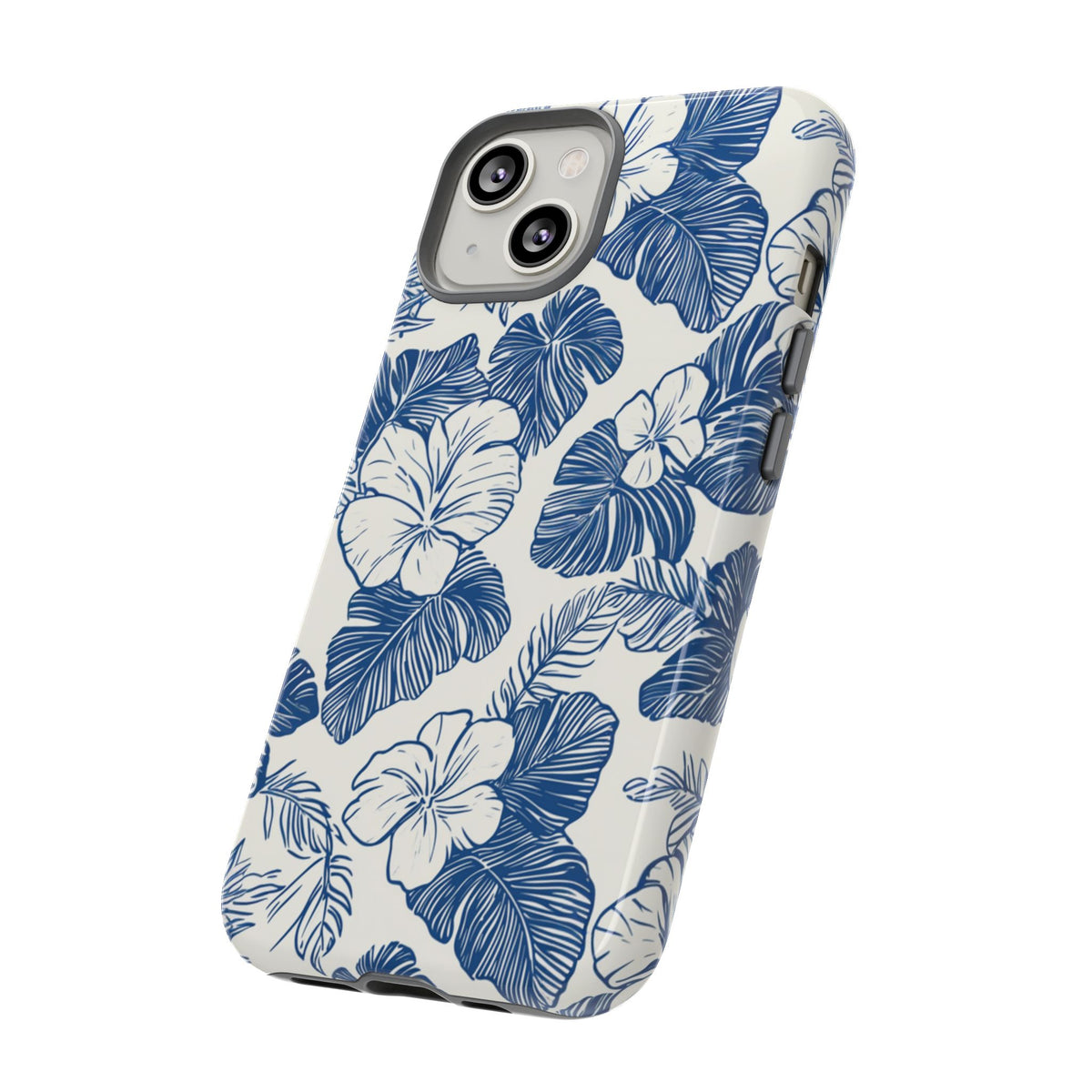 Coque de téléphone résistante à motif hibiscus bleu - Coque de protection à motif floral aquarelle pour iPhone, Samsung Galaxy et Google Pixel