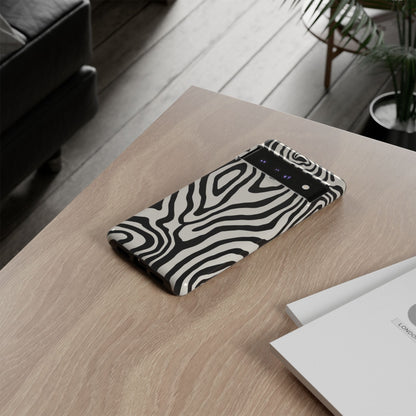 Black white animal print phone case - striking zebra swirls with premium quality made in South Korea
