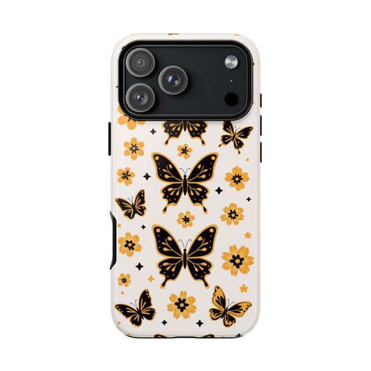 Blumen Schmetterling Robuste Handyhülle – Gelb-Schwarze Schmetterlinge Design Schutzhülle für iPhone, Samsung Galaxy & Google Pixel