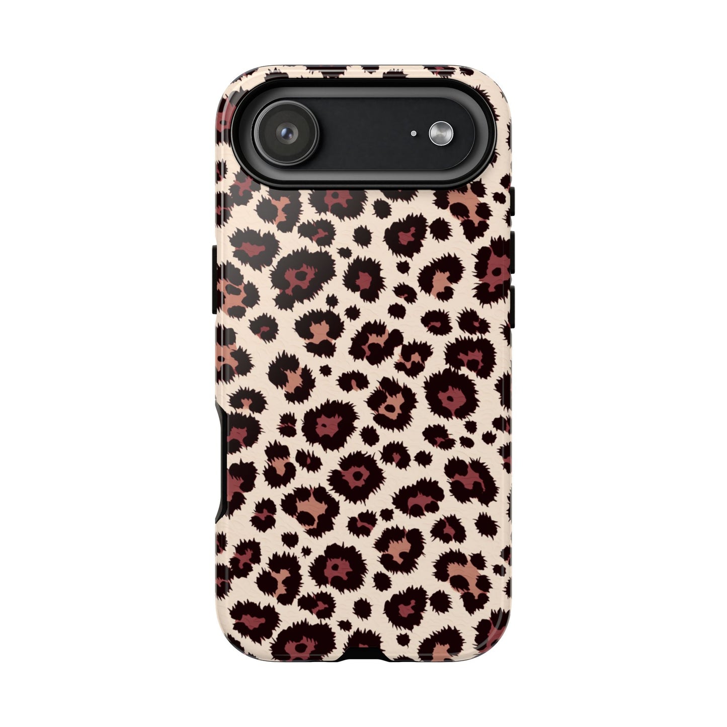 Leopard print tough phone case with dual layer protection for iPhone Samsung Galaxy Google Pixel
