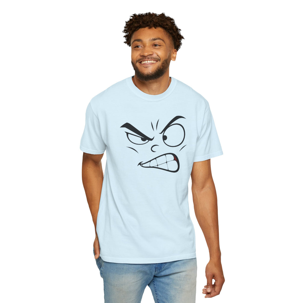 Angry Face Graphic T-Shirt – Unisex Garment-Dyed Cotton Tee