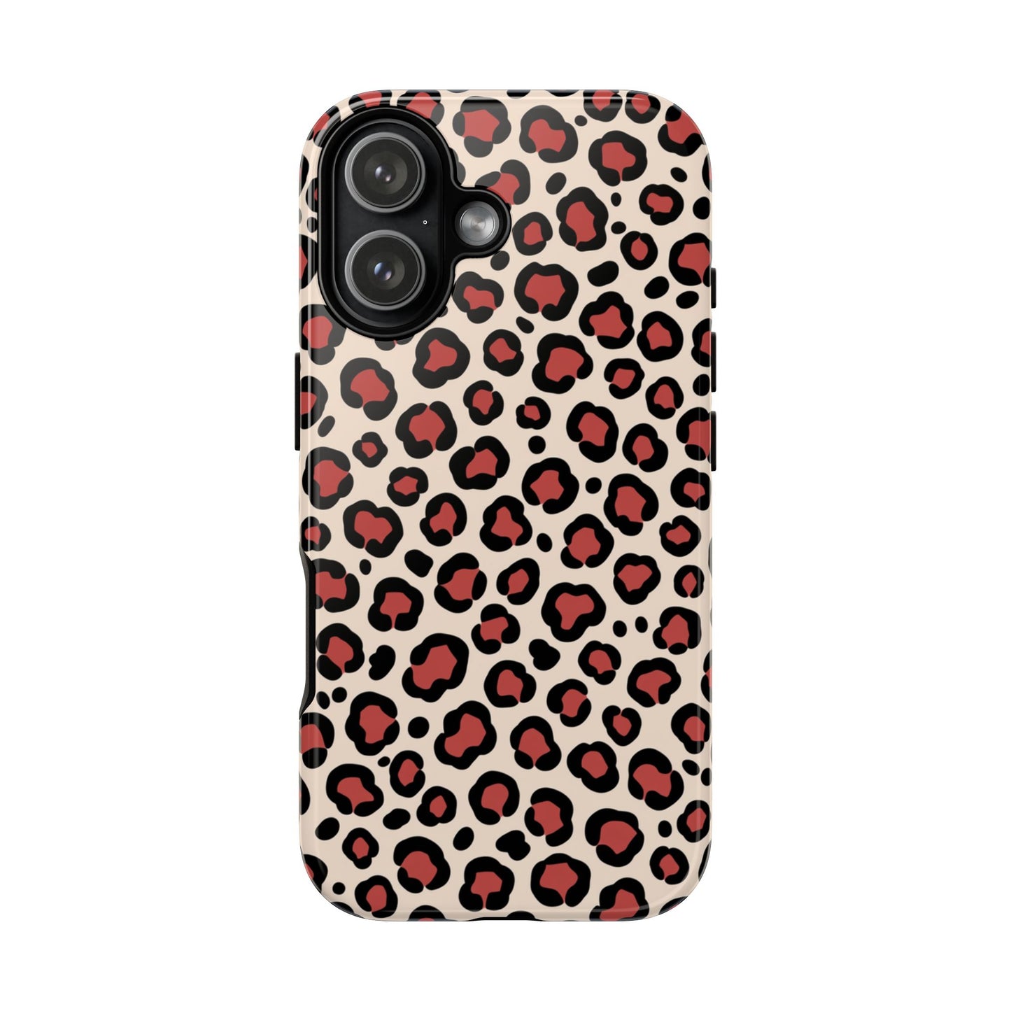 Pink and black leopard print phone case with dual-layer protection for iPhone Samsung Galaxy Google Pixel
