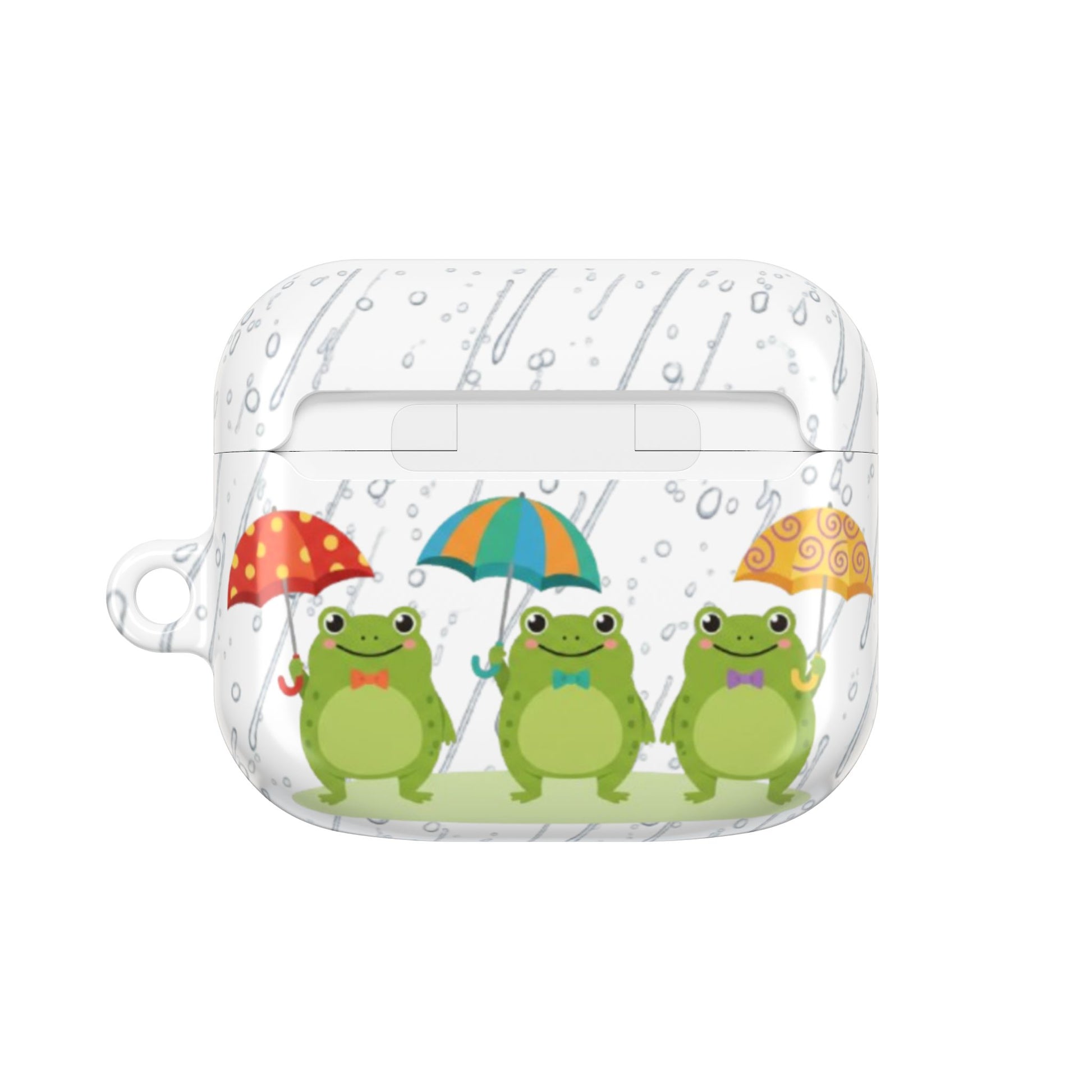 Whimsical frog trio AirPods case – scratch-resistant glossy cover with wireless charging support
