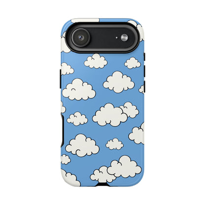 Cloud pattern tough phone case with cute blue sky and white clouds design for iPhone Samsung Galaxy Google Pixel
