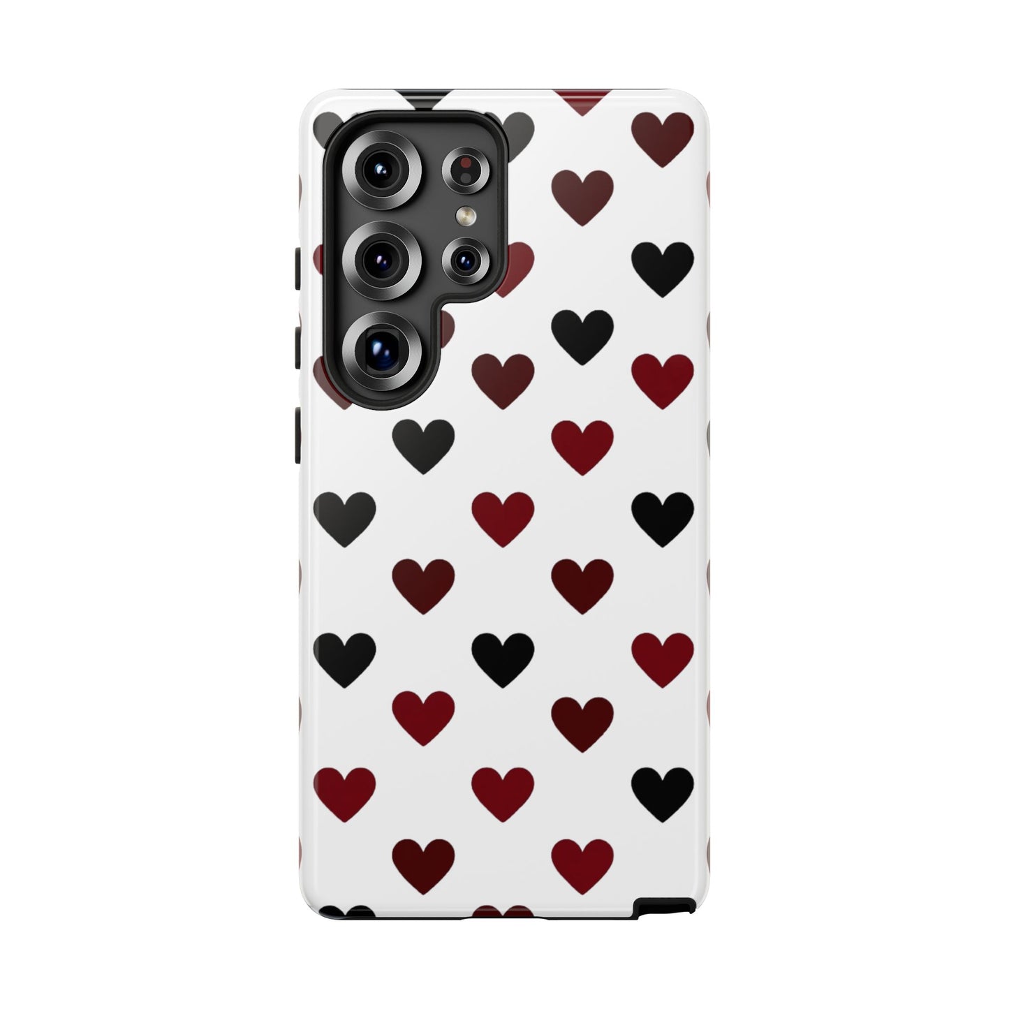 Robuste Handyhülle mit Herzmuster – Schutzhülle mit rot-schwarzem Herz-Design für iPhone, Samsung Galaxy & Google Pixel