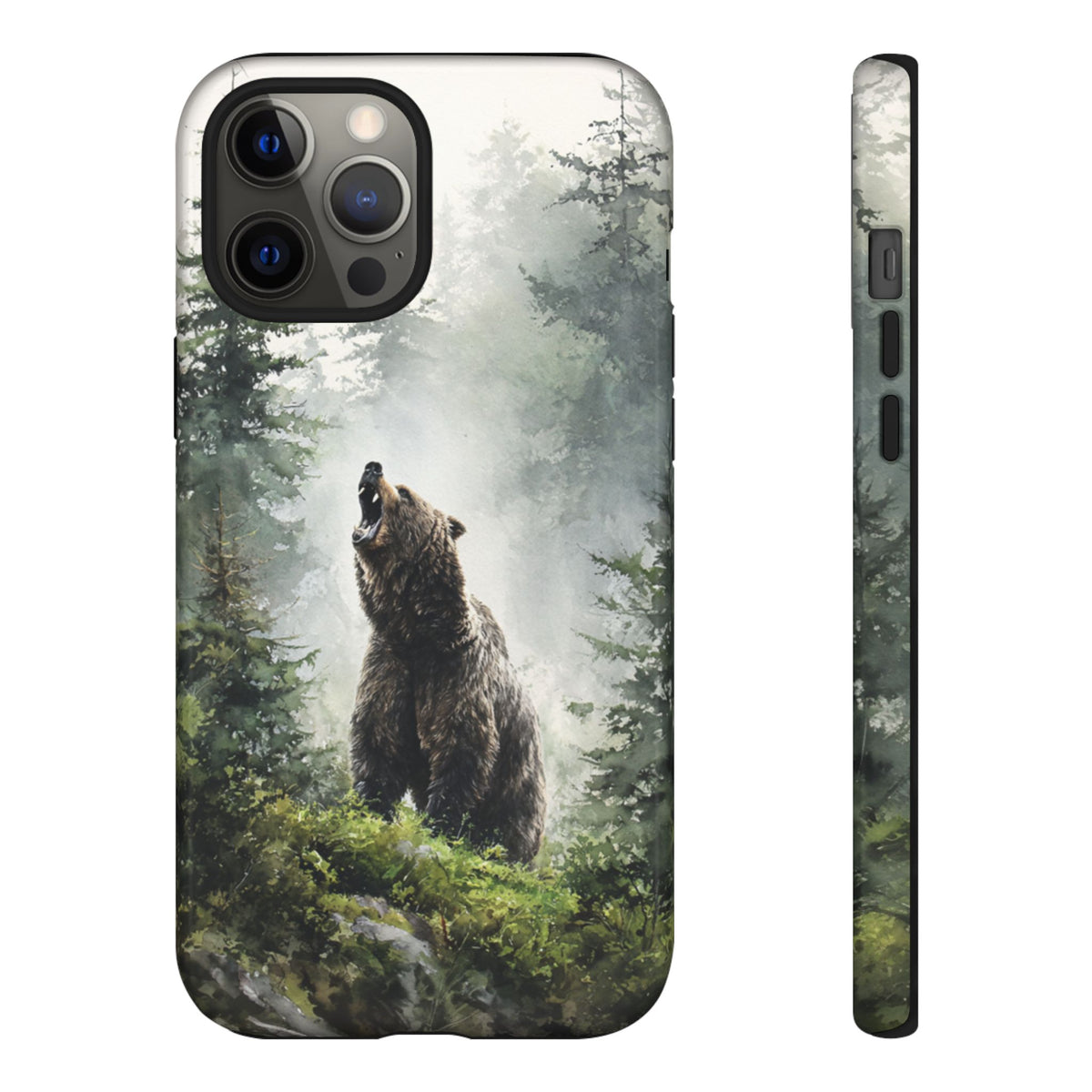 Forest Bear Tough Phone Case - Wilderness Wildlife Misty Woods Protective Cover for iPhone, Samsung Galaxy & Google Pixel