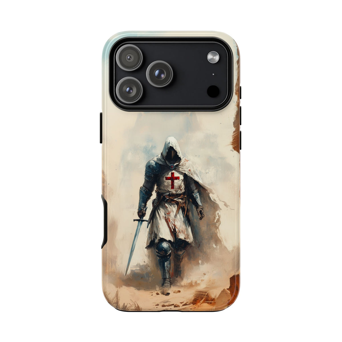 Coque de téléphone Croisé médiéval - Chevalier avec épée, coque de protection robuste pour iPhone, Samsung Galaxy et Google Pixel