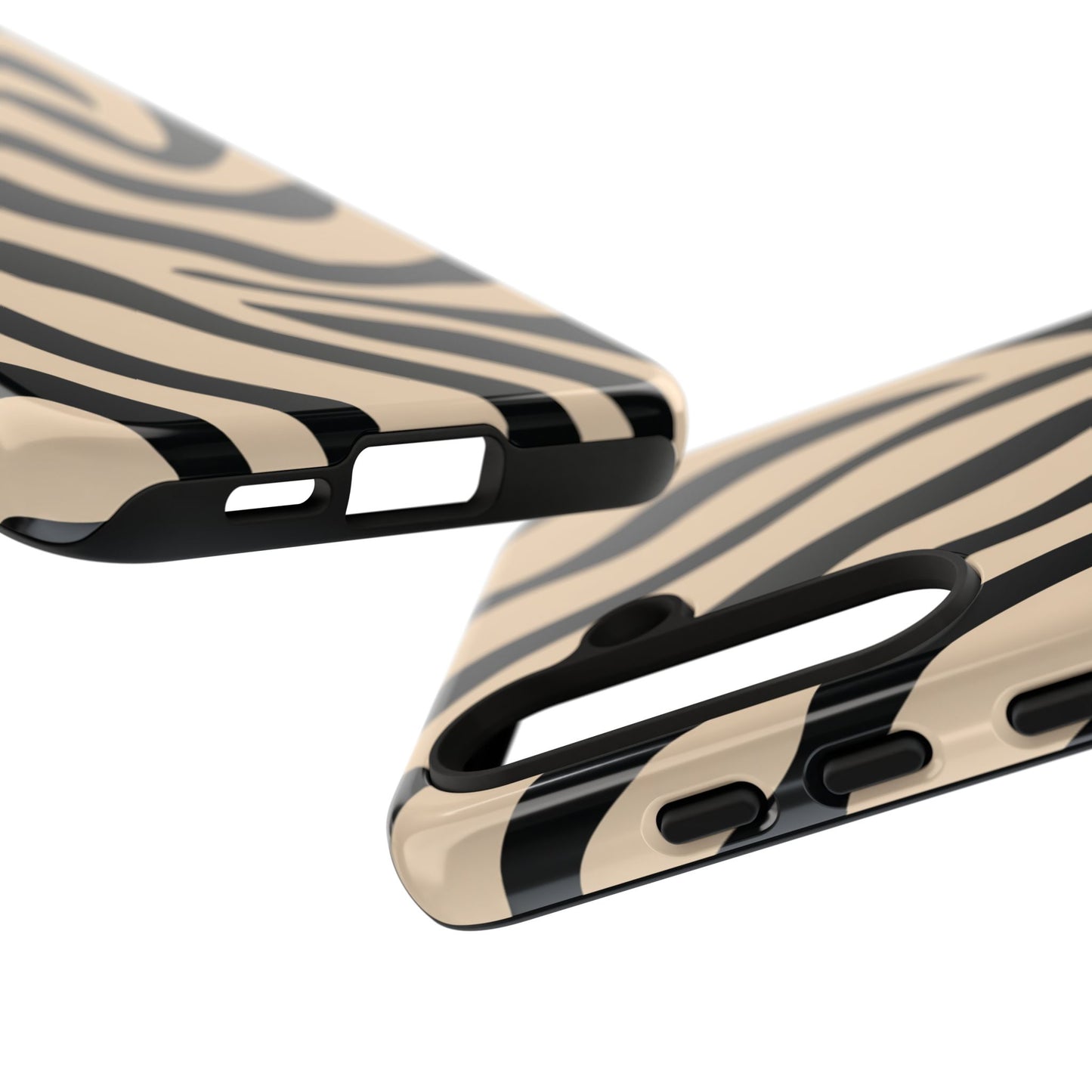 Zebra pattern protective phone case - matte finish beige and black
