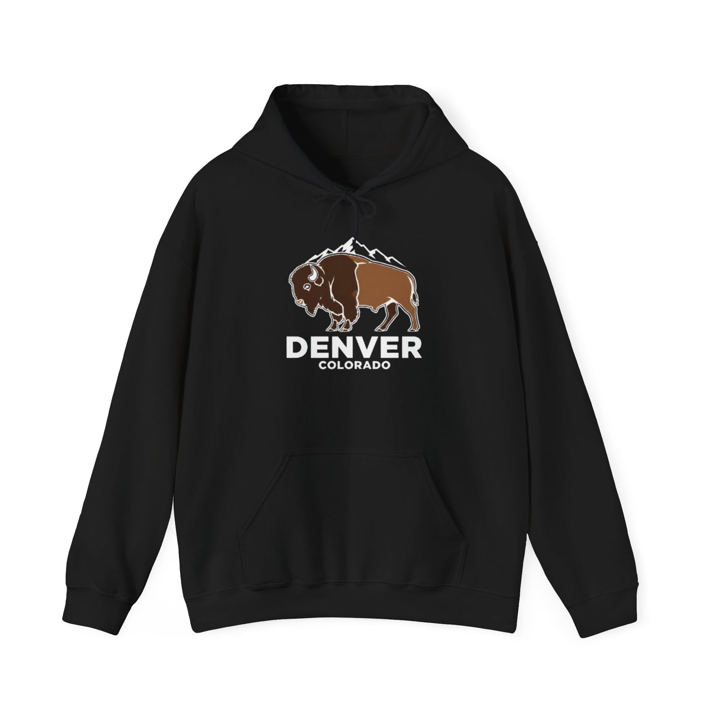 Denver Colorado Hoodie – Bison & Mountain Graphic Pullover