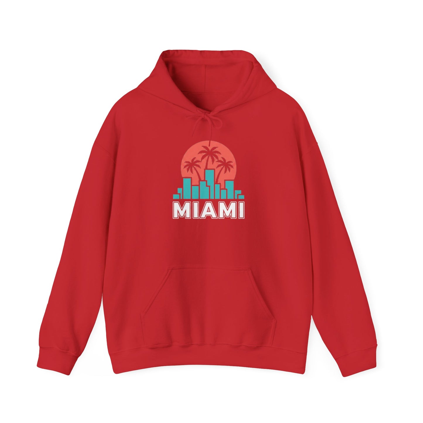 Miami Sunset Hoodie – Palm Tree & City Skyline Graphic Pullover