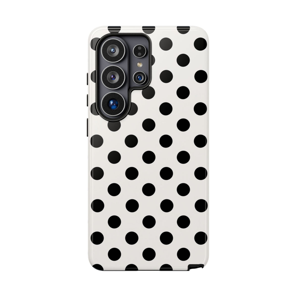 Vintage 50er Jahre Polka Dot Robuste Handyhülle - Schwarz-weißes Retro-Muster-Cover für iPhone, Samsung Galaxy & Google Pixel
