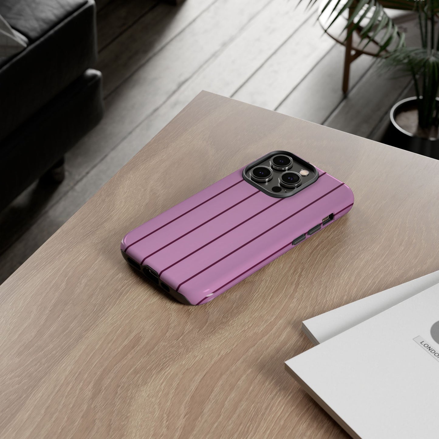 Pink gestreifte, robuste Handyhülle – Schlanker dualer Schutz für iPhone, Samsung Galaxy & Google Pixel