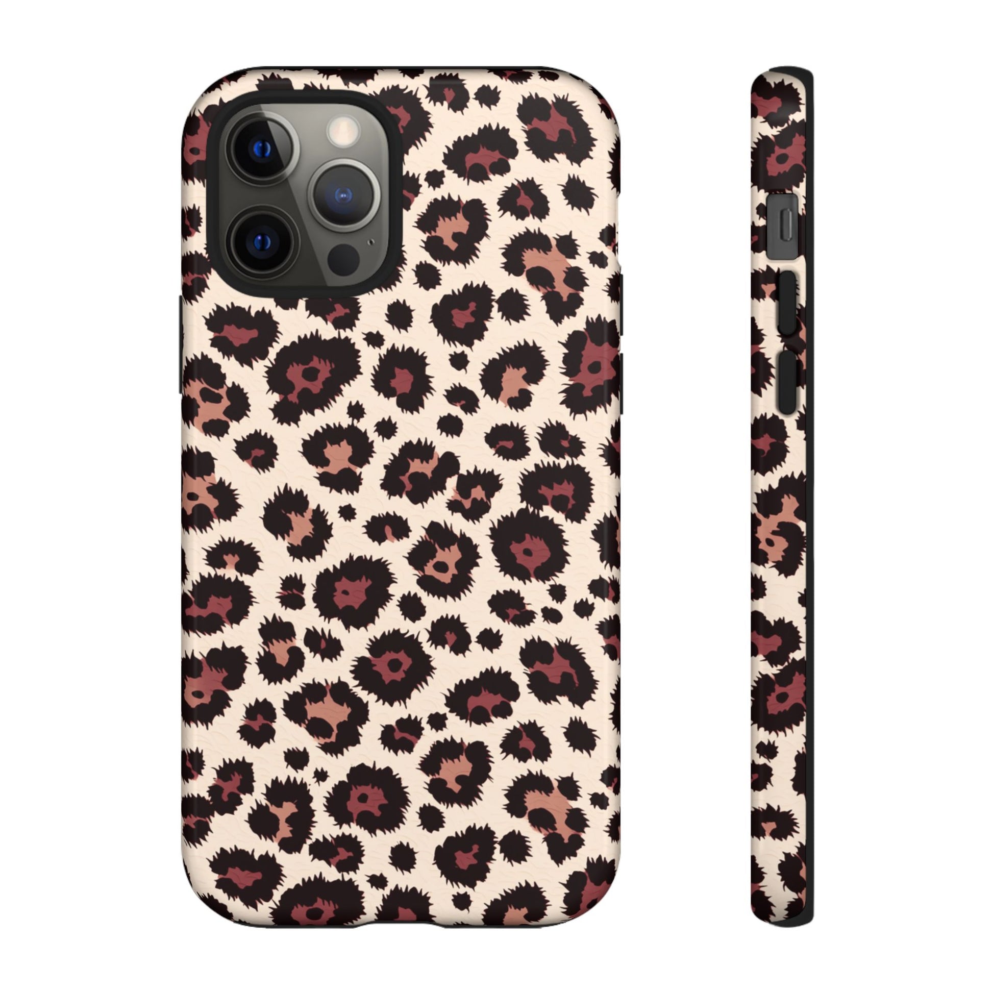 Elegant leopard print phone cover with wireless charging compatibility
