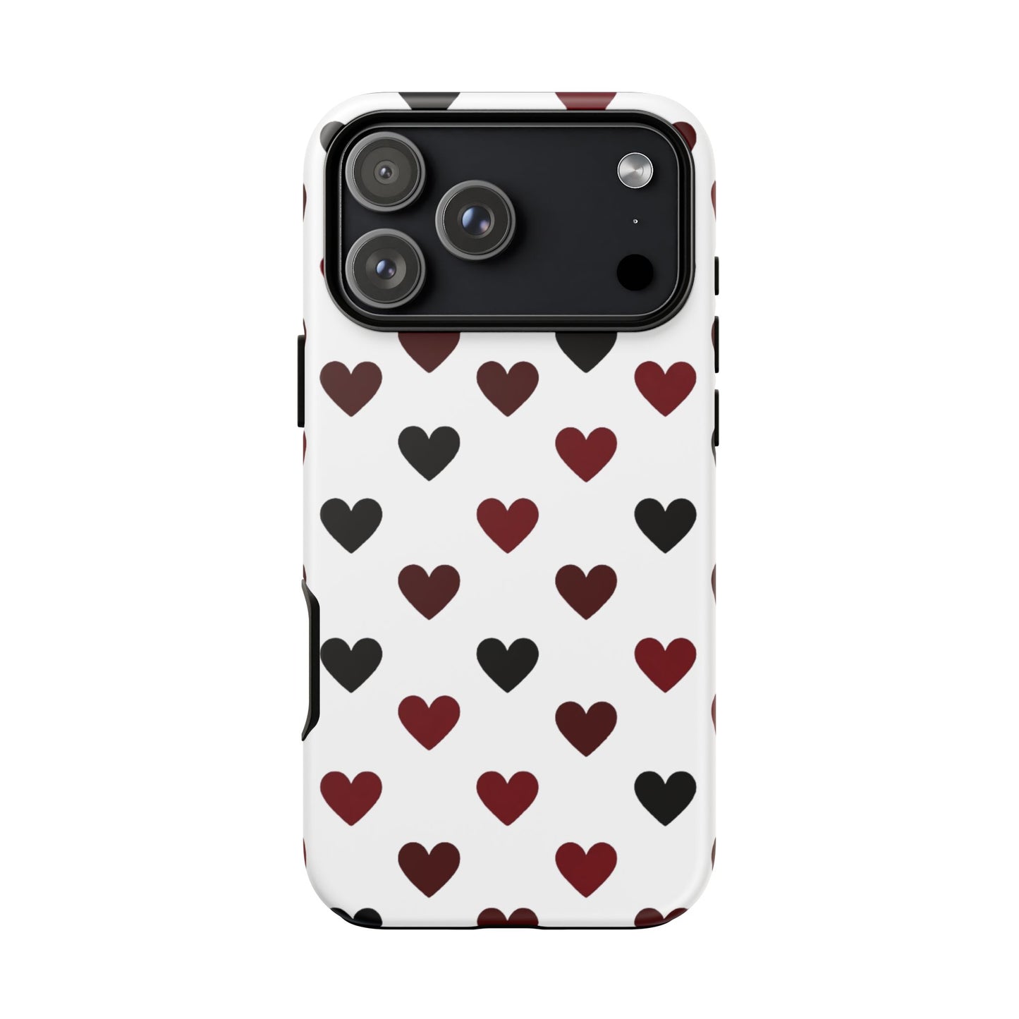 Robuste Handyhülle mit Herzmuster – Schutzhülle mit rot-schwarzem Herz-Design für iPhone, Samsung Galaxy & Google Pixel