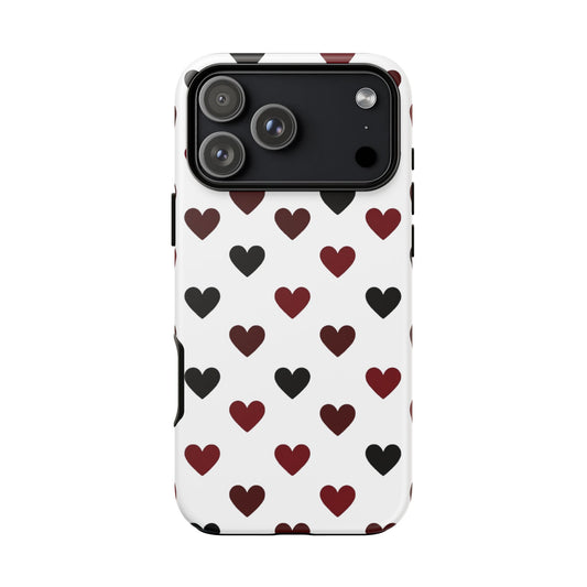 Robuste Handyhülle mit Herzmuster – Schutzhülle mit rot-schwarzem Herz-Design für iPhone, Samsung Galaxy & Google Pixel