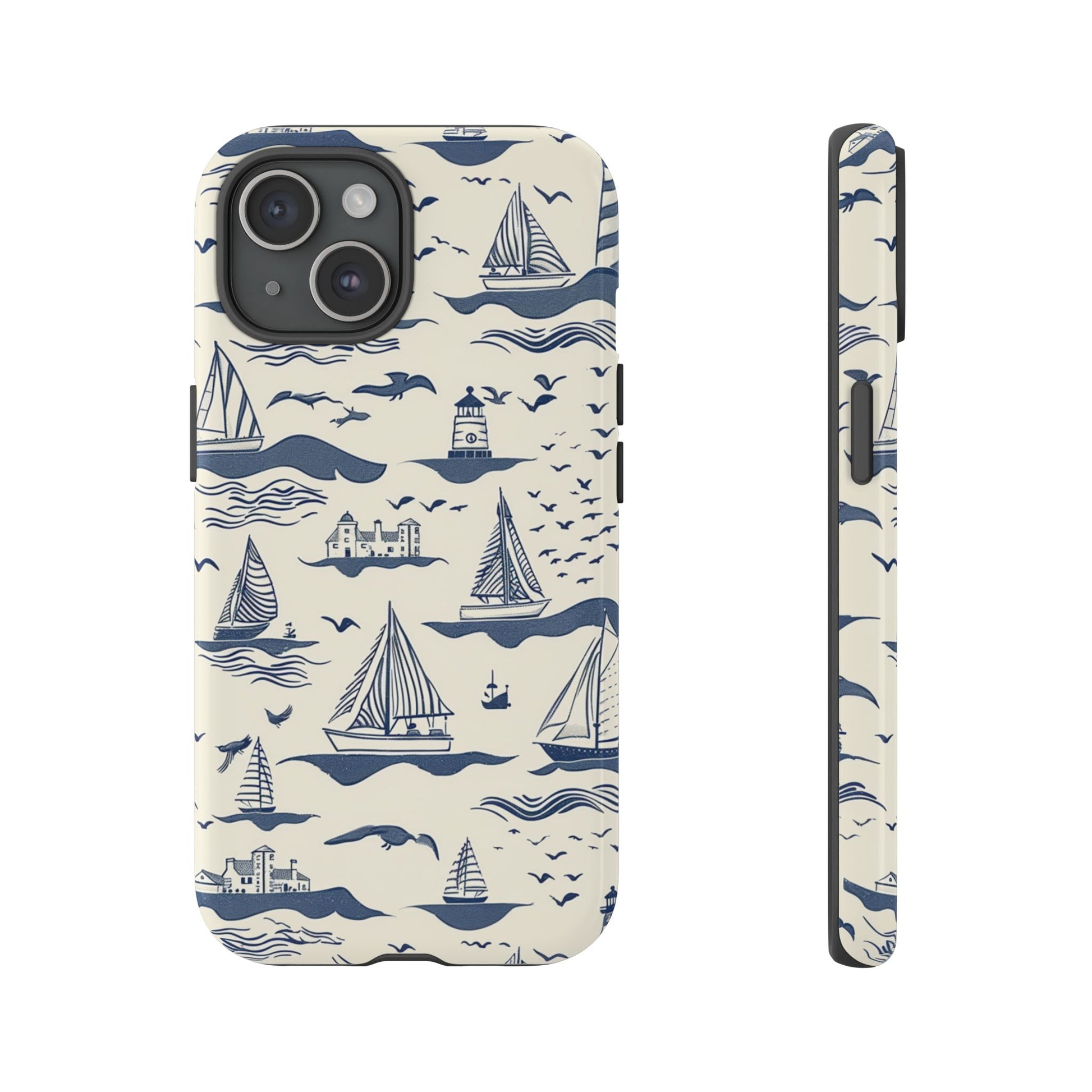 Beach lover phone case with hand-drawn nautical art - Premium dual-layer protection for iPhone, Samsung Galaxy & Google Pixel
