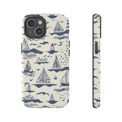 Beach lover phone case with hand-drawn nautical art - Premium dual-layer protection for iPhone, Samsung Galaxy & Google Pixel
